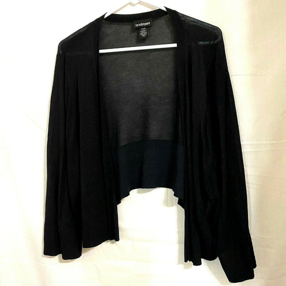 LANE BRYANT Black Open Front Short Waist Cardigan - Picture 1 of 3